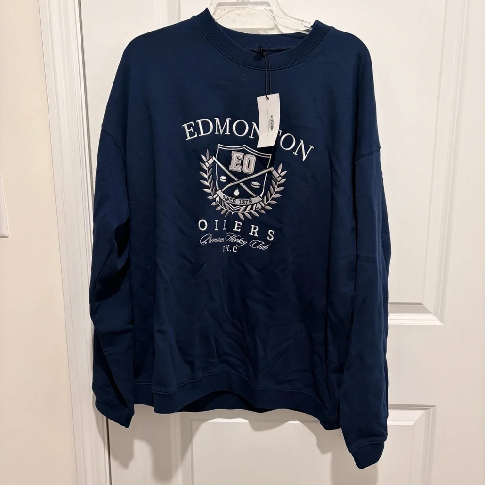 Navy Edmonton Oilers Lauren Mcdavid collab Sweatshirt - Picture 1 of 5